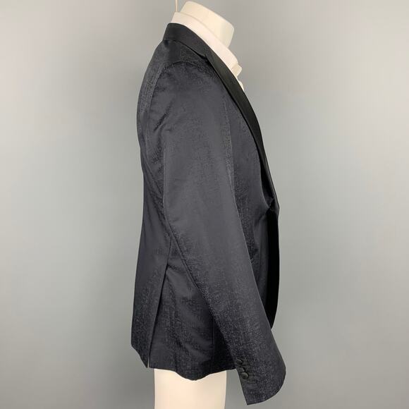 GIORGIO ARMANI Soft Size 38 Black Marbled Wool / Silk Peak Lapel Sport Coat - Picture 3 of 7